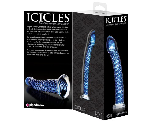 Стеклянный стимулятор Icicles No. 29 - Blue: элегантный интимный аксессуар для удовлетворения желаний