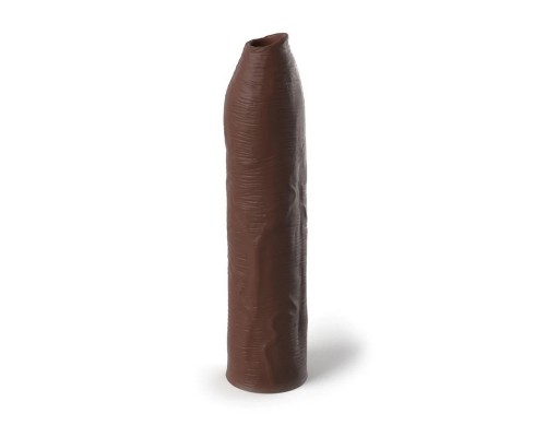 Насадка утолщитель необрезанная X-tensions Elite, коричневая - уникальный интимный аксессуар для наслаждения