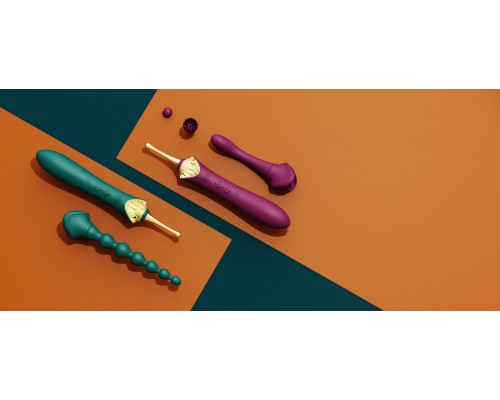 Клиторальный вибростимулятор с насадками и функцией нагрева BESS 2, фиолетовый