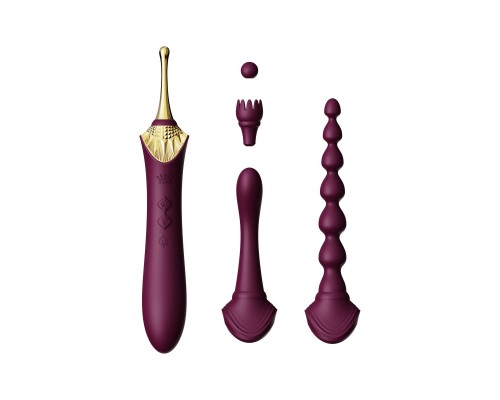 Клиторальный вибростимулятор с насадками и функцией нагрева BESS 2, фиолетовый