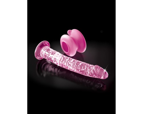 Стеклянный фаллоимитатор с силиконовой присоской, розовый - нежный интимный аксессуар для удовлетв