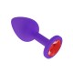Анальная втулка силиконовая фиолетовая с красным кристаллом - маленькая