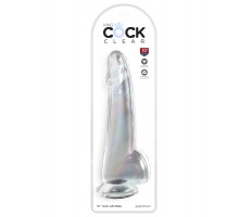 Прозрачный фаллоимитатор с мошонкой на присоске King Cock Clear 10