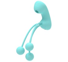 Вакуумный стимулятор с вагинальными виброшариками, бирюзовый