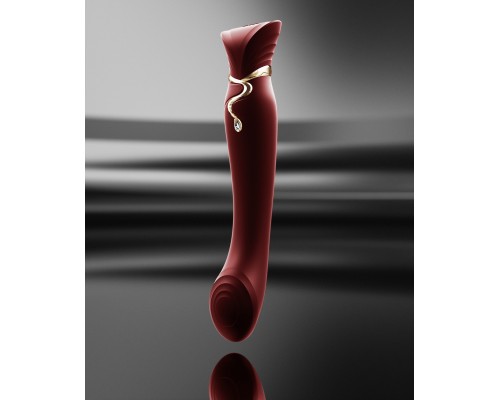 Вибростимулятор с пульсацией, вакуумной стимуляцией и функцией нагрева QUEEN, красный