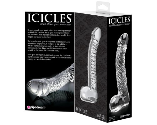 Стеклянный фалломитатор Icicles No. 61 - Clear: элегантная интимная игрушка для удовольствия