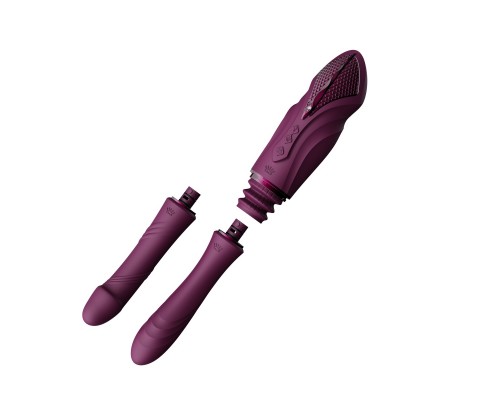 Компактная секс-машина с функцией нагрева, двумя насадками и присоской SESH, фиолетовая