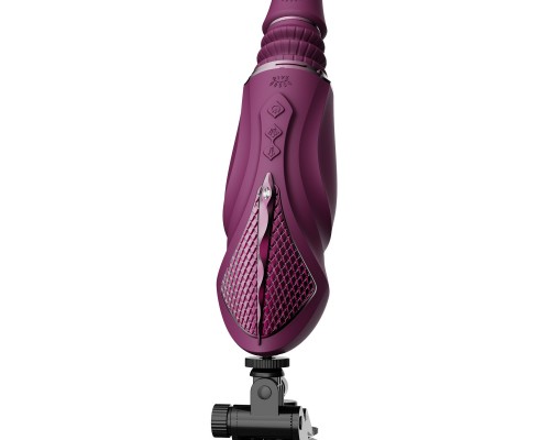 Компактная секс-машина с функцией нагрева, двумя насадками и присоской SESH, фиолетовая