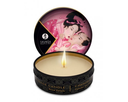 Массажное арома масло в виде свечи Rose Petals мини 30 мл - идеальное средство для романтического массажа с