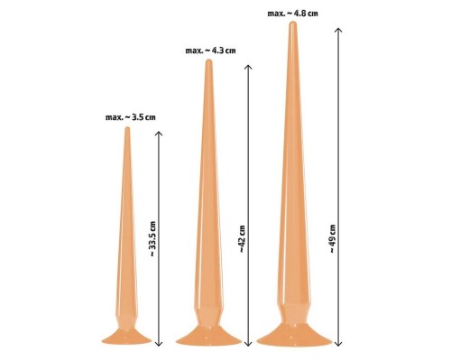 Набор длинных анальных пробок Super Long Flexible Butt Plug Set (телесные)