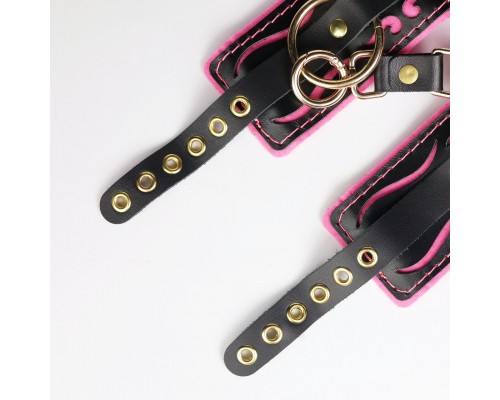 Наручники с розовой строчкой