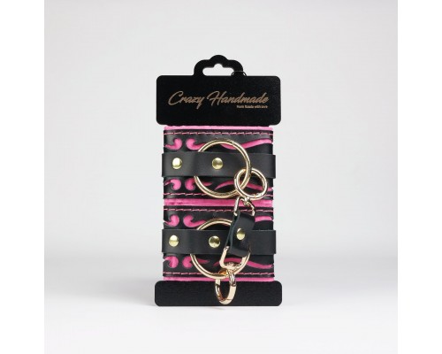 Наручники с розовой строчкой