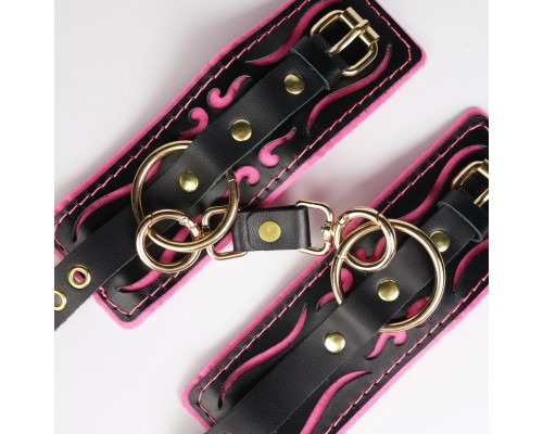 Наручники с розовой строчкой