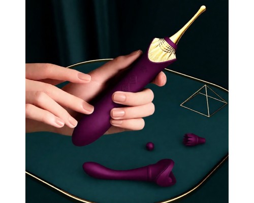 Клиторальный вибростимулятор с насадками BESS, фиолетовый