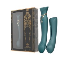 Вибростимулятор с пульсацией, вакуумной стимуляцией и функцией нагрева QUEEN, зелёный