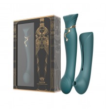 Вибростимулятор с пульсацией, вакуумной стимуляцией и функцией нагрева QUEEN, зелёный