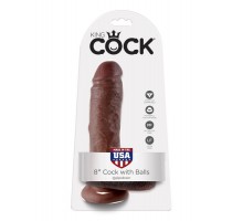 Фаллоимитатор на присоске коричневый King Cock 8 Cock with Balls