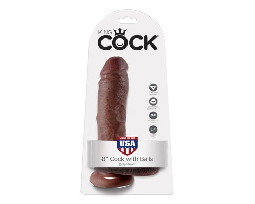 Фаллоимитатор на присоске коричневый King Cock 8 Cock with Balls