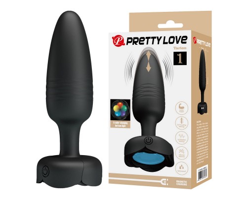 Анальная вибропробка с поступательными движениями и разноцветной подсветкой TARION