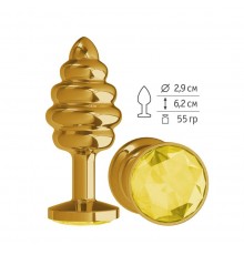 Анальная  втулка Gold Spiral с желтым кристаллом