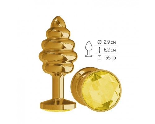 Анальная  втулка Gold Spiral с желтым кристаллом