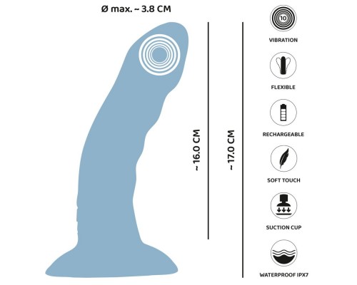 Вибростимулятор на присоске Heart Guy, голубой