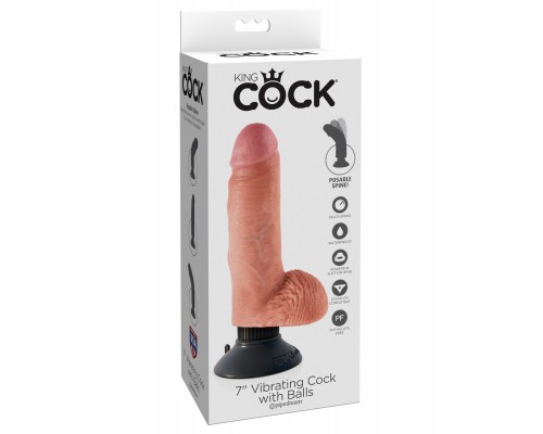 Вибромассажер 3в1 на съемной присоске 7 Vibrating Cock with Balls