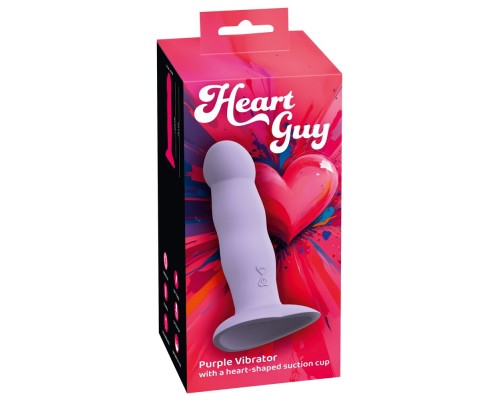 Вибростимулятор на присоске Heart Guy, фиолетовый