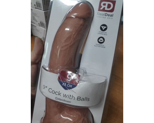 Фаллоимитатор на присоске загорелый King Cock  9 Cock with Balls