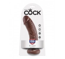 Фаллоимитатор на присоске коричневый King Cock 8 Cock Brown