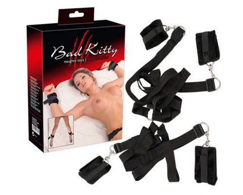 Наручники и наножники Bad Kitty Bed Shackles - идеальная фиксация для удовлетворения ваших интимных желаний
