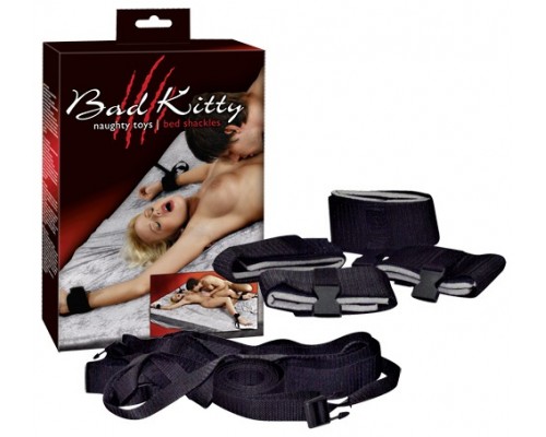 Фиксация для рук с привязью на кровать Bad Kitty Bettfesselset