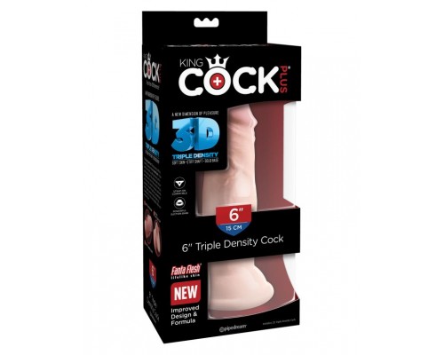 Фаллоимитатор на присоске King Cock Plus 6 Triple Density Cock - Flesh