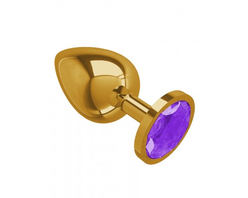 Анальная втулка Gold с Фиолетовым кристаллом большая