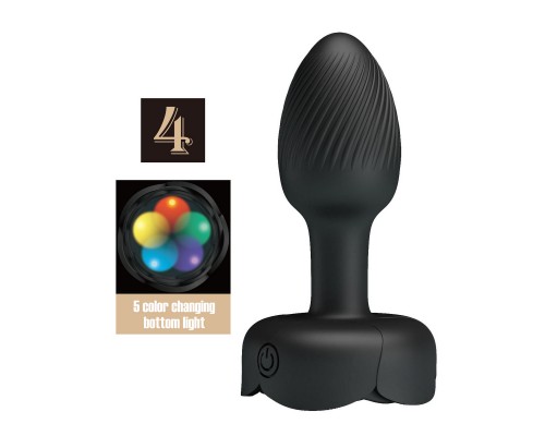 Анальная вибропробка с разноцветной подсветкой OLMAN