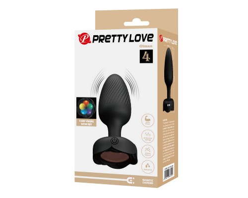 Анальная вибропробка с разноцветной подсветкой OLMAN