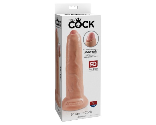 Купить Фаллоимитатор King Cock 9 Uncut Cock с присоской, телесного цвета