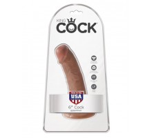 Фаллоимитатор на присоске загорелый King Cock 6 Cock Tan