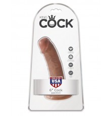 Фаллоимитатор на присоске загорелый King Cock 6 Cock Tan