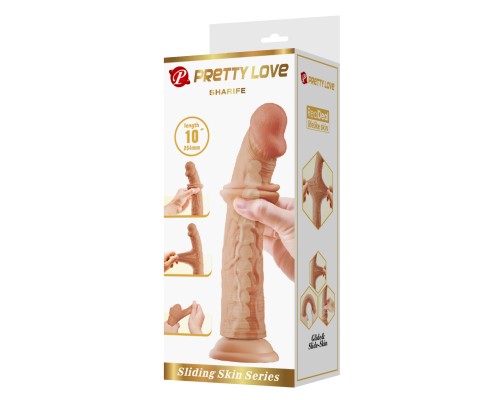 Фаллоимитатор с подвижной кожей, на присоске Sharife