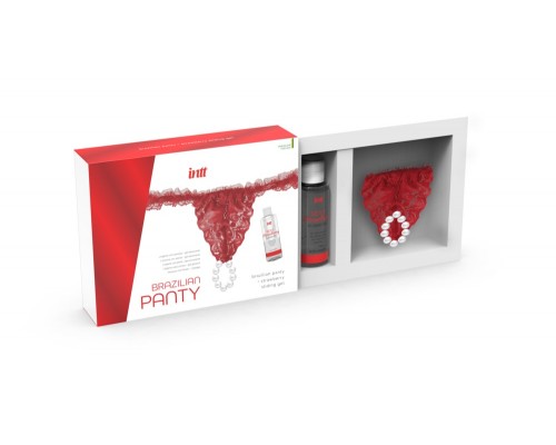 Набор Brazilian Panty Sliding Gel Strawberry  повязка (красная)