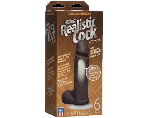 Фаллоимитатор реалистик на присоске 6 - Черный Realistic Cock Vac-U-Lock: купить онлайн с доставкой