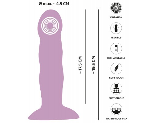 Вибростимулятор на присоске Heart Guy, фиолетовый