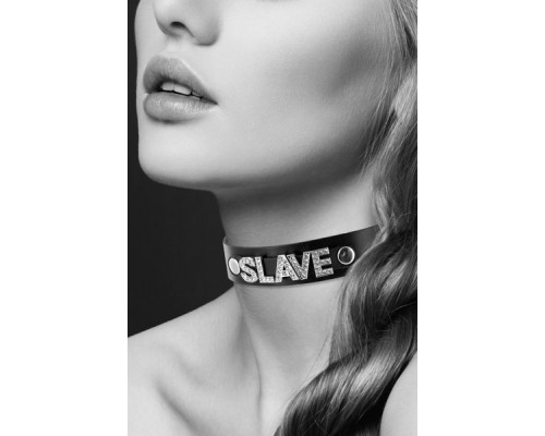 Чокер с надписью Slave COLLIER STRASS SLAVE CUIR BOVIN