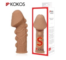 Насадка на фаллос, с пузыриками, венками и ребристостью, размер S