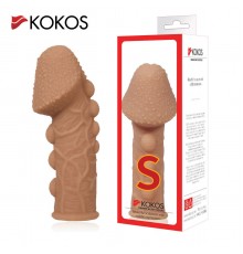 Насадка на фаллос, с пузыриками, венками и ребристостью, размер S