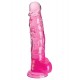 Прозрачный фаллоимитатор King Cock Clear 8 с мошонкой на присоске - розовый