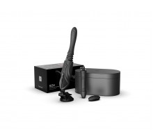 Компактная секс-машина с функцией нагрева, двумя насадками и присоской SESH, чёрная