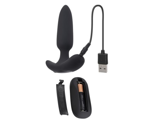 Анальная вибропробка с пультом ДУ Black Beauty