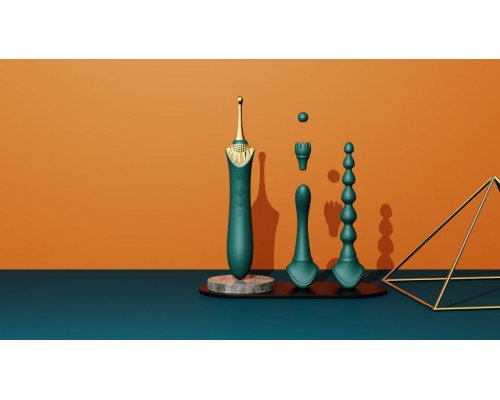 Клиторальный вибростимулятор с насадками и функцией нагрева BESS 2, зелёный